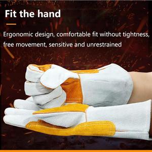Gants de soudure en cuir Vantrex Industries, couleur personnalisée jaune, protection thermique de la paume, longueur jusqu'au coude, pour l'extérieur, toutes saisons - Product Image 5