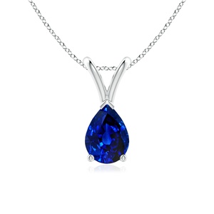 2.68G 14K <b>Gold</b> V-Bale Pear-Cut 0.6Ctw Blue Sapphire Solitaire <b>Pendant</b> Natural semi-Precious Gemstone <b>Pendant</b> Link Chain Necklace - Product Image 1