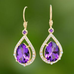 ต่างหูเงินผู้หญิง925เกาหลีอินเทรนด์แฟชั่นอเมทิสต์สีฟ้าชุบทอง18K - Product Image 3