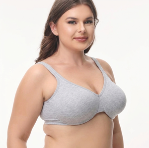 Full Cup Underwire Breathable Solid Knitted Ultra Thin Everyday Womens Plus Size H Cup Adjusted-straps Bra - Product Image 4