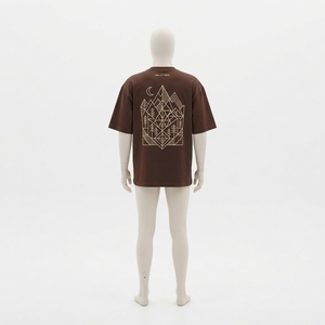 Camiseta Oversize Marrón para Hombre, Manga Corta, Cuello Redondo, Ropa Casual Urbana, Fabricante y Proveedor Mayorista de Ropa - Product Image 2