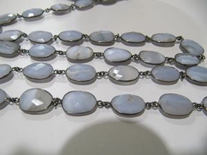 Chaîne de connecteurs en agate bleue naturelle, forme irrégulière, 12-15 mm - Product Image 2