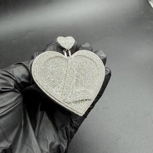 <b>Heart</b> Shape Moissanite 925 Silver Crystal <b>Charm</b> Pendant With YOU Inscription Romantic Style Unisex Jewelry Gift - Product Image 2