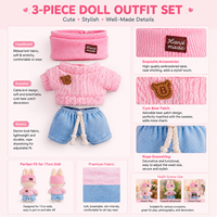 Ensemble de vêtements pour poupées Lafufu Fashion personnalisé, thème fête, pose assise, unisexe, pour garçons, tricoté en trois pièces