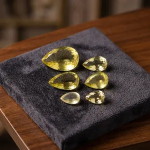 BAITHU GEMS MINERALS ควอตซ์เลมอนธรรมชาติขัดเงาเหลี่ยมเพชรพลอยสีเหลือง สำหรับทำเครื่องประดับตามสั่ง การบำบัด การทำสมาธิ - Product Image 1