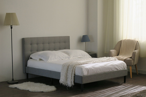 Meilleure Vente : Cadre de Lit Queen Size Gris Rembourré avec Rangement Intégré – Optimisation de l'Espace, Adapté à Tous les Styles et Espaces - Product Image 3
