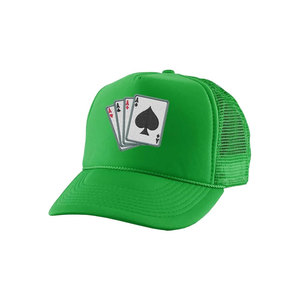 Casquette Trucker Noire à 6 Panneaux avec Broderie As de Poker sur le Panneau Avant, Dos en Maille, Unisexe, Décontractée, Réglable - Product Image 4
