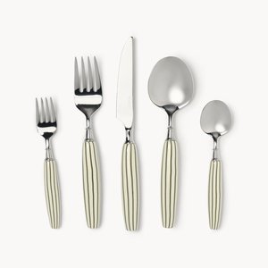 Juego de Cubiertos Modernos Ecológicos y Duraderos de Acero Inoxidable con Mango de Cerámica, Aptos para Lavavajillas, Ideales para Bodas y Eventos - Product Image 1