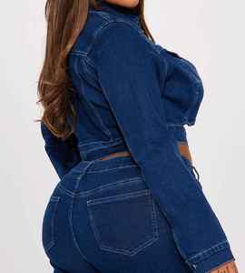 Hot Sale Blue Denim Jacket Women Short Jean Jacket Denim Button up <b>Coat</b> Oversize Denim Jacket for <b>Ladies</b> OEM Serviced - Product Image 2