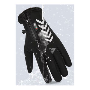 Gants d'hiver thermiques en cuir de vachette imperméables en tissu polyester coupe-vent pour le ski et le snowboard, antidérapants à doigts complets, vente en gros - Product Image 2