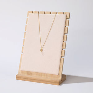 Wholesale Custom Luxury Square Bamboo Wood Suede/Pu Necklace & Bracelet <b>Jewelry</b> <b>Display</b> <b>Stand</b> Black - Product Image 5