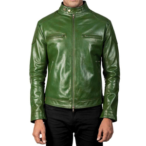 <b>Men's</b> Winter Genuine Leather Streetwear <b>Jacket</b> with <b>Sherpa</b> Lining Fur Trim Breathable Design Zipper Closure - Product Image 1