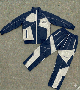 OEM Custom <b>Polyester</b> Zip up Blank Oversized Reflective Windproof Nylon Woven Jacket and Baggy Track Pants <b>Jogger</b> Sets Tracksuit - Product Image 6