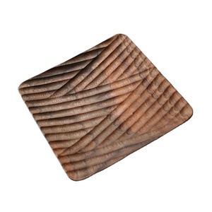 Plateau de service carré en bois d'acacia et de manguier de qualité supérieure avec motif texturé pour la décoration de la maison et de la salle à manger derniers plateaux - Product Image 1