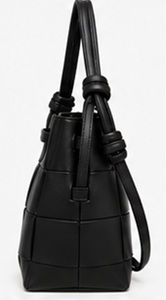 Sac seau Gravs en cuir véritable noir, avec cordon de serrage, mignon, moderne, doux, tendance, pour femme, bandoulière réglable, léger, grand format - Product Image 4