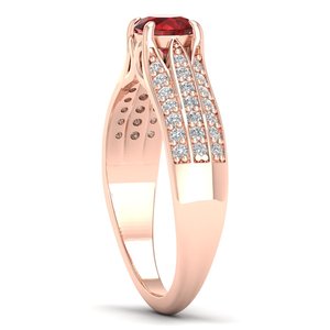 Bague Solitaire REYES en Or 14K de Qualité Supérieure avec Pierre Précieuse Grenat et Moissanite, Design Classique, Cadeau Idéal pour Mariage et Anniversaire, Bijoux - Product Image 3