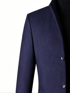 <b>Men's</b> Single Breasted Wool/Polyester Trench <b>Overcoat</b> Notched Lapel Long Regular Fit <b>Black</b> Reversible Anti-Wrinkle Eco-Friendly - Product Image 4