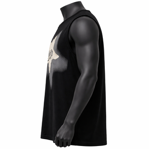 Camiseta sin mangas para hombre con estampado de estrellas y efecto spray, estilo streetwear Y2K, camiseta oversize tipo muscle, chaleco de algodón personalizado para verano. - Product Image 4