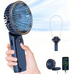 Ventilateur portable de poche 1200mAh 180 °   Ventilateurs pliables rechargeables par USB avec affichage à 6 vitesses réglables et batterie externe - Product Image 1