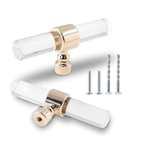 Unique Design 100% Acrylic Brass Door Handle Handmade Product Luxury Acrylic Home Furniture Handle Cabinet Handles <b>Drawer</b> <b>Pulls</b> - Product Image 6