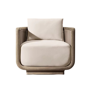 Sillón de Exterior de Lujo Tropical, Estructura Ovalada de Teca Sólida, Detalle de Panel de Cuerda Tejida, Asiento Profundo, Cojín Premium, Muebles de Hotel - Product Image 5