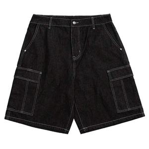 Shorts amples en toile délavée en pur coton, taille élastique, respirants, style streetwear, design personnalisé pour l'été - Product Image 2