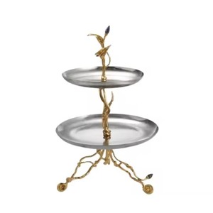 Round Metal <b>Cake</b> <b>Stand</b> with Crystal Drips and Ornate Edge Design Handmade Decorative Display Base - Product Image 3