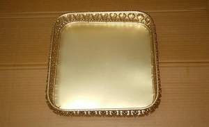 Bandeja Cuadrada Dorada de Metal para Servir, con Diseño Turco Grabado, Plato Decorativo para Aperitivos, Café y Bocadillos, a Precio de Exportación - Product Image 2