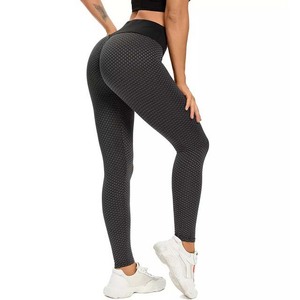 Leggings de yoga taille haute pleine longueur avec motif à pois, design texturé sans couture pour le fitness, la course et les vêtements de sport - Product Image 5