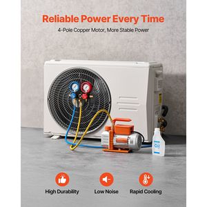 Pompa per vuoto HVAC a palette rotative monostadio 3.5 CFM 1/4 HP, kit manometri AC, set manometri per pompa per vuoto AC per R134a R22 - Product Image 3