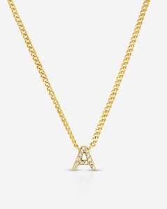 Collar con Inicial de Diamante Cultivado en Laboratorio, Cadena de Cable Personalizable con Nombre, Joyería de Lujo para Uso Diario, Oro Sólido de 14K, Venta al Por Mayor - Product Image 1
