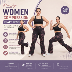 Plus Size Printed Flare Leggings Women High Waist Yoga Compression <b>Pants</b> 100% Polyester <b>Spandex</b> Leggings Gym Workout Flare <b>Pants</b> - Product Image 5