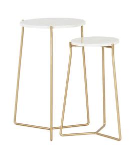 Modern Round Marble Side <b>Table</b> With <b>Brass</b> <b>Legs</b> Contemporary Living Room Accent Furniture Indoor Decor - Product Image 2