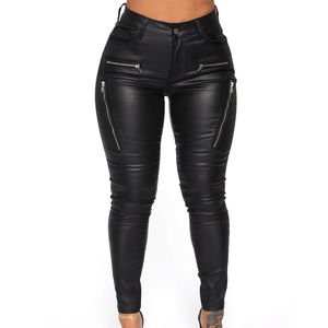 Pantalones de Cuero Ligeros para Mujer, Fabricados por Profesionales, Estilo Urbano, Color Sólido, Pantalones de Cuero para Dama - Product Image 1