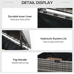 "Hydraulic Lift Wicker Deck Storage <b>Box</b> with Liner <b>for</b> Patio Pool <b>Garden</b> <b>Tools</b> Gray" - Product Image 6