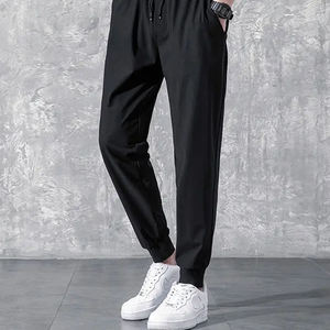 Pantalon de sport décontracté pour homme, taille régulière, hiver, grande taille, noir, taille élastique, 100% coton, respirant - Product Image 6