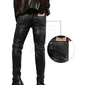 Pantalones de cuero genuino hechos a medida para hombre con logotipo personalizado, diseño único, precio al por mayor. - Product Image 2