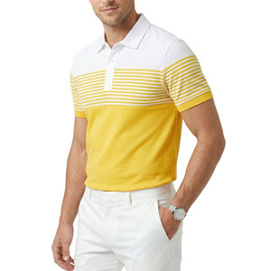 Camisas Polo de Punto Piqué Casuales para Hombre al por Mayor, con Logotipo Personalizado, Bloques de Color, Rayas, Manga Corta, Transpirables, para Golf y Actividades al Aire Libre - Product Image 1