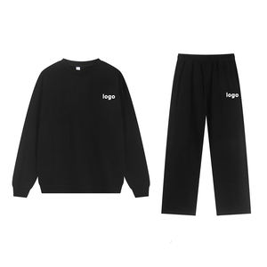 Unisex Navy Blue Tracksuit Set Half-Zip Sweatshirt And <b>Jogger</b> Pants With Logo Casual Wear Autumn Style - Product Image 3