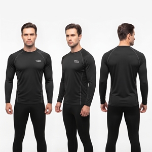 Mens Custom Logo Printed Rash Guard Crew Neck <b>Top</b> UV Protection Swimwear Rash Tee <b>Long</b> <b>Sleeve</b> Anti-UV Beach Wear Compression Tee - Product Image 5