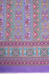 ผ้าเครปสีม่วงลาเวนเดอร์ลายเรขาคณิตสไตล์ชาติพันธุ์พิมพ์ลายพร้อมขอบลายเพสลีย์สำหรับทำชุดคุर्ติ - Product Image 2