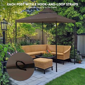 Gazebo e Pergola con Tetto a Baldacchino Color Cioccolato 11.5x11.5ft 2T - Product Image 5