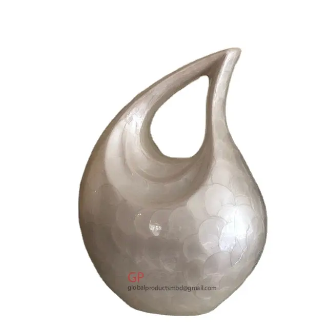 Aluminum white pearl enamel adult cremation urn for human ashes