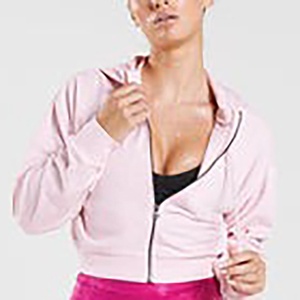 Wholesale Custom Logo Female Cropped Hoodies Women Cotton Crop <b>Top</b> Hoodie <b>Top</b> Selling Plus Size Crop <b>Zipper</b> Hoodie for Women - Product Image 1