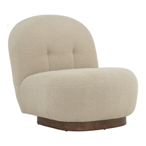 Sillón Moderno de Tela Suave en Color Beige Marrón con Patas de Madera de Caucho Nogal, Sillón de Estilo Mid-Century para Área de Lectura - Product Image 1
