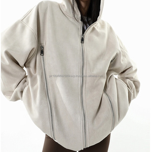 Sudadera con capucha gruesa de invierno 100% algodón de alta calidad personalizada de 500gsm con cremallera metálica bordada - Product Image 6