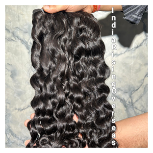 Machine Double Weft Single Donor Natural <b>Curly</b> Indian Human Hair Raw Unprocessed Cuticles Aligned Tangle Free Hair <b>Extensions</b> - Product Image 2