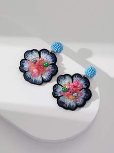 Cuteness trabajo hecho a mano bordado flor semilla pendiente con cuentas alta calidad único elegante declaración elección exclusiva para niña - Product Image 5