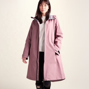 <b>Pink</b> <b>Waterproof</b> Woven Zipper Women's Bomber <b>Jacket</b> Hooded Windproof Long Sleeve Outerwear for Outdoor Travel - Product Image 2