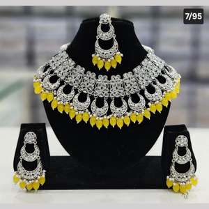 Silver Plated <b>Fine</b> <b>Jewelry</b> <b>Set</b> with Crystal Stone and Pearls 11151679YE Choker Necklace - Product Image 1